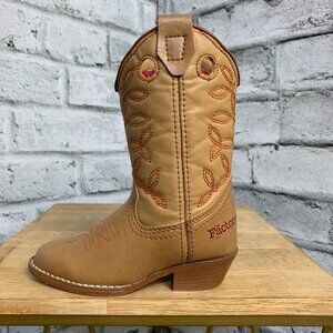 Factory Cowboy Western Boots Kids Youth 6 Tan Faux Leather Unisex